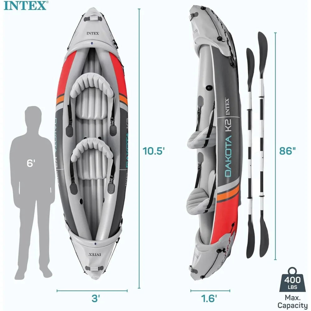 UOSU Dakota K2 Inflatable Kayak with OnePiece Oars and Pump