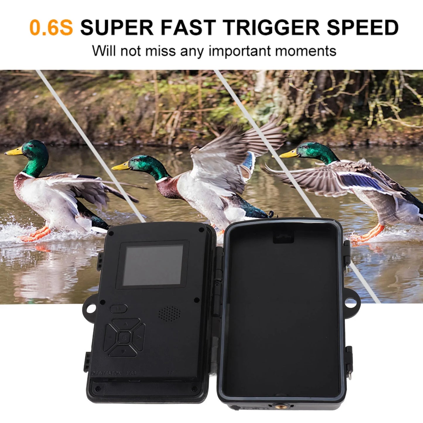 1080P Hunting Camera 2.0in LCD 16MP Infrared Night Vision Mobile Monitoring IP66 Waterproof Trail Camera
