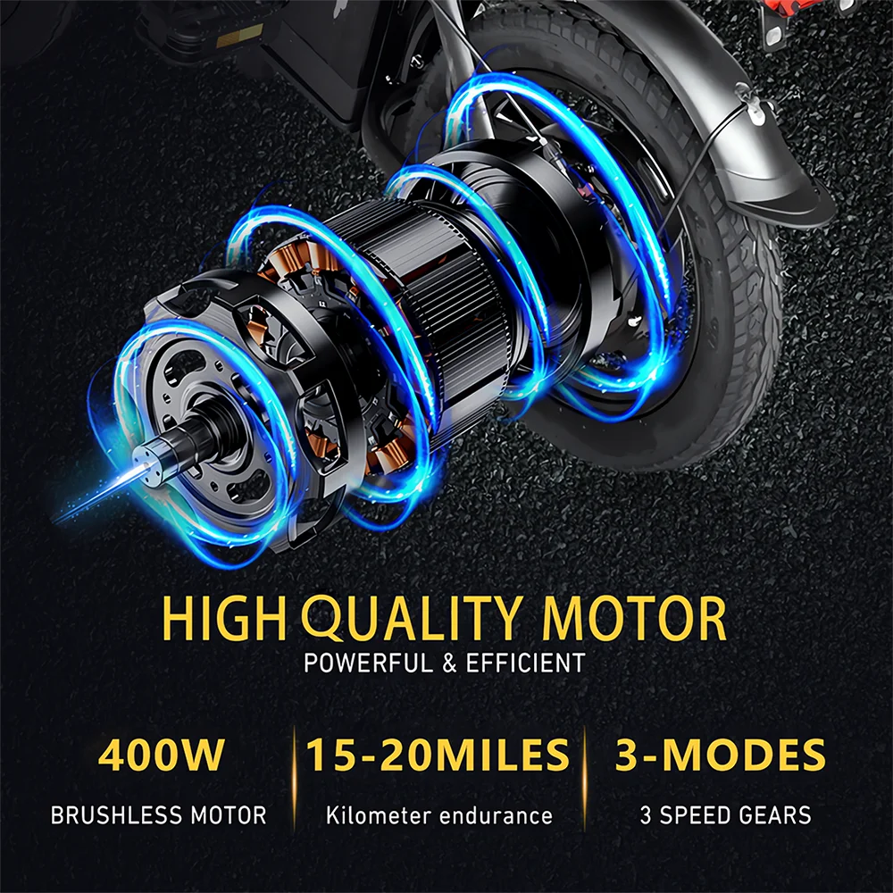 DEEPOWER Folding Electric Bike for Urban Adults 48V 400W