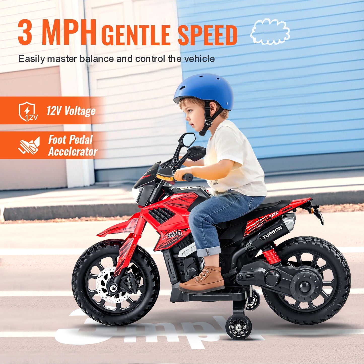 SucceBuy 6V 12V Kids Ride On Motorcycle With Bluetooth Headlight