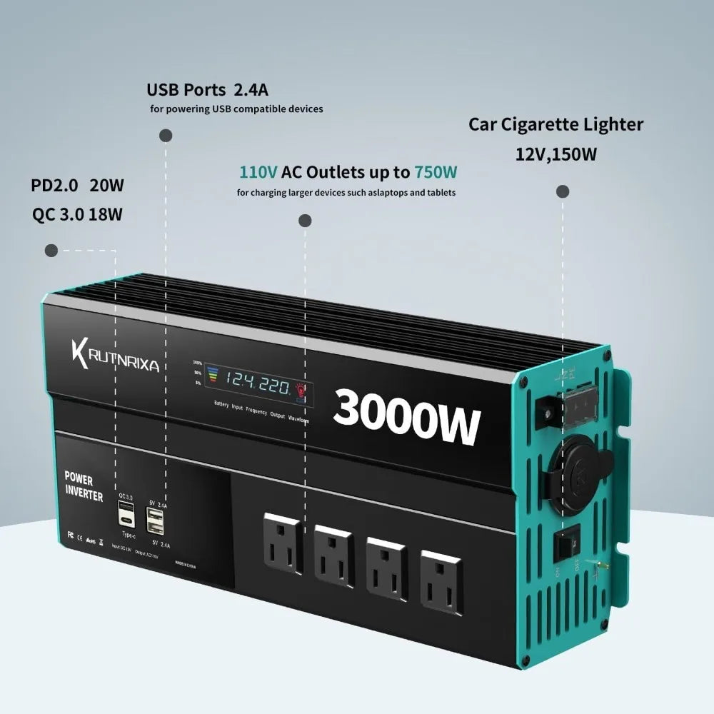 Hign-concerned 400W Power Inverter 12V To 110V AC With USB