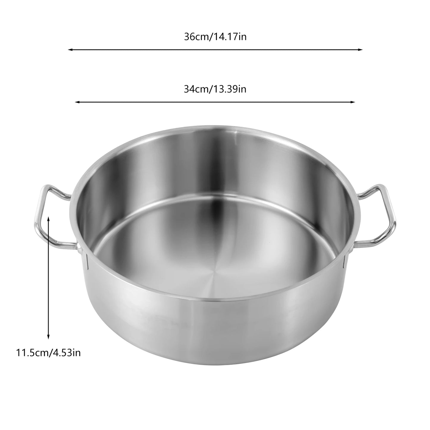 11qt Stock Pot Stainless Steel Large Kitchen Soup Cookware, with Glass Lid, for Gas/Electricity/Glass/Ceramic Furnaces, Etc