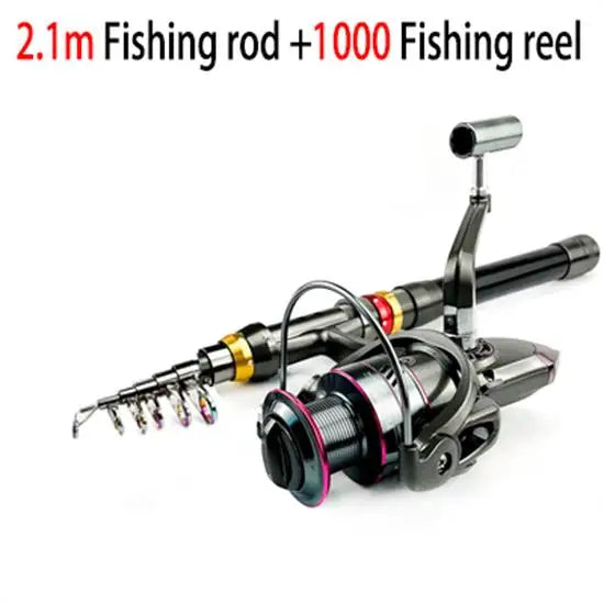 GHOTDAC Carbon Fiber Telescopic Fishing Rod Reel Combo 3-8kg